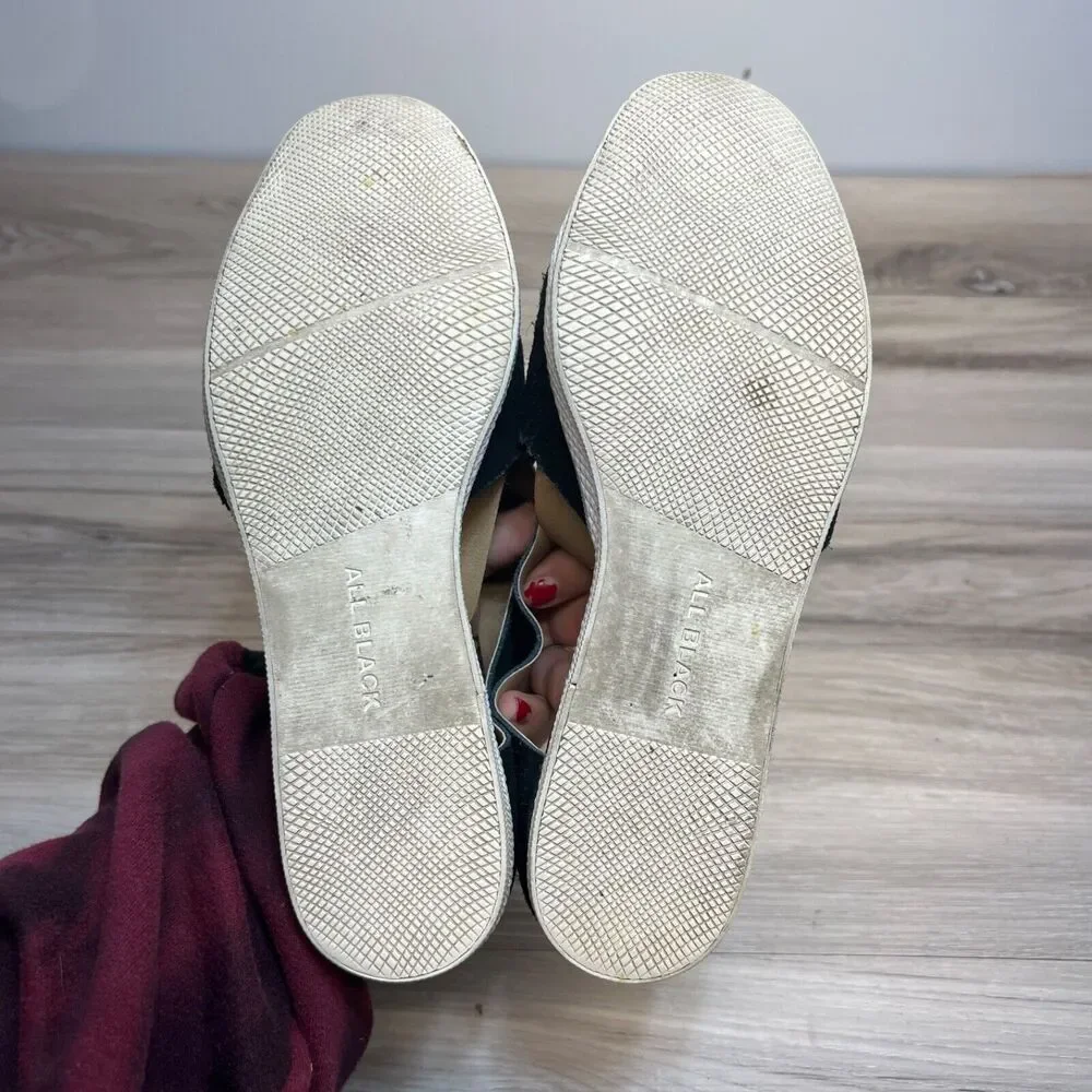 All Black Womens Micro Suede Lace Up Shoes Size 40 US 9 Black Side Cut - Picture 7 of 11